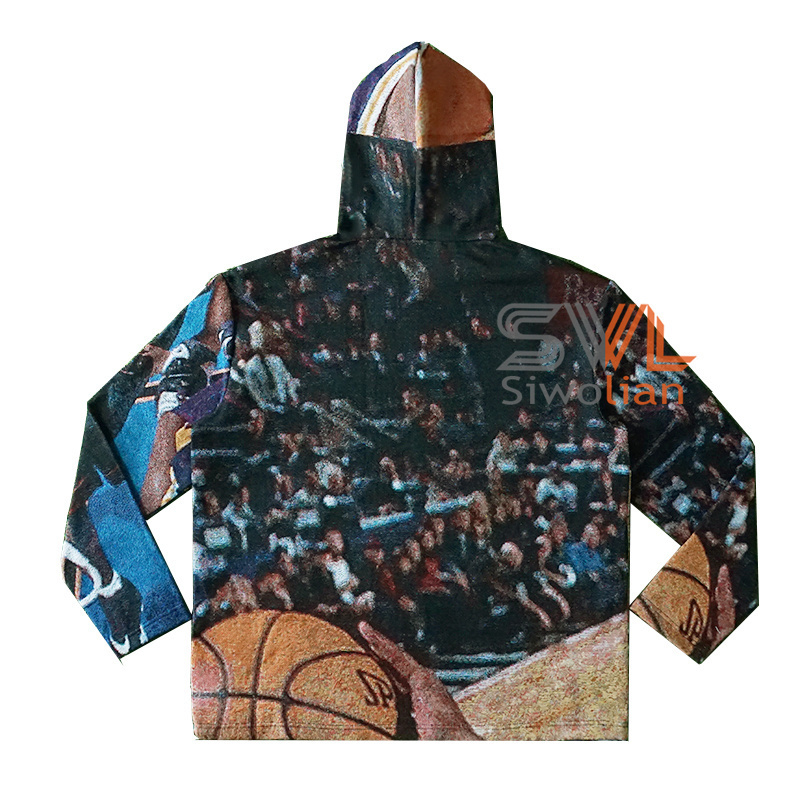 Hot Sale Custom Tapestry Woven Hoodie Sweater Plus Size Men's Pullover Basketball clothing