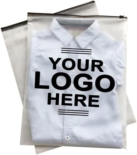 Custom Frosted Zipper Bags Printed Logo Reusable Plastic Clear Zip Lock Shipping Bags For Clothing