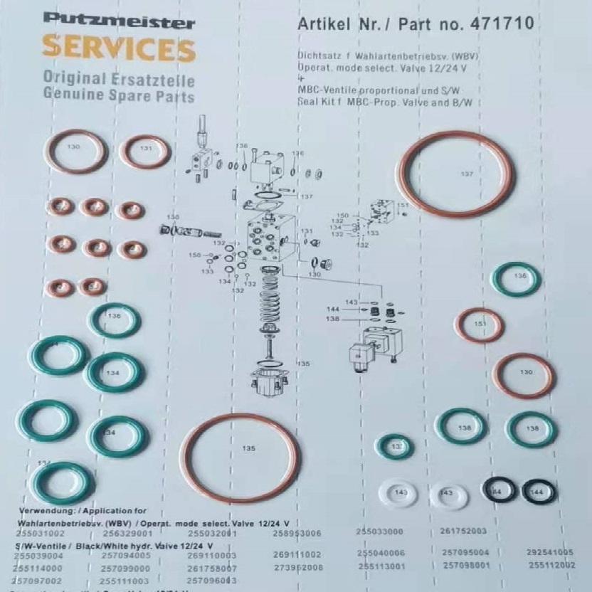 Putzmeister HV BOOM O RING KIT MBC Valve Seal Kit 471710 471709 262824008 Hydraulic Cylinder Boom Repair Kit 479580 279455004