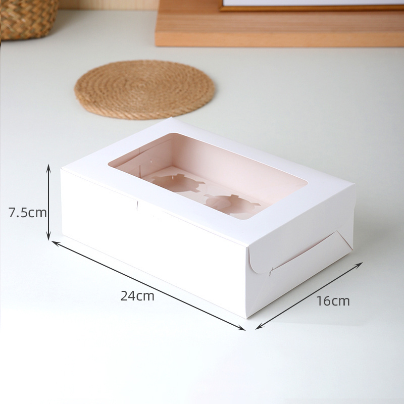 Custom Cupcake Boxes Cardboard Take Away  Food Paper Cake Packaging Box White Cake Box With Window