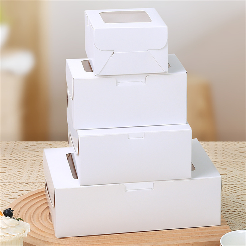 Custom Cupcake Boxes Cardboard Take Away  Food Paper Cake Packaging Box White Cake Box With Window