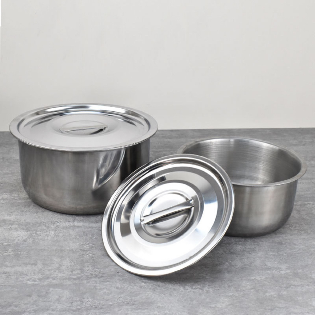 Hot selling Indian cooking ware 3pcs stainless steel stock pot Thailand Indian hot pot set cooking pot with lid