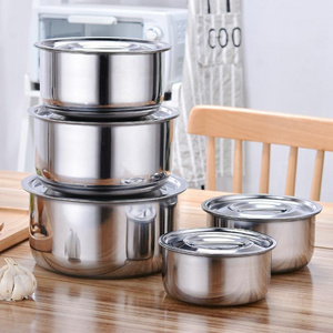 5pcs Cooking Pots and Pans Cookware Set Stainless Steel Metal Durable Kitchen Utensils