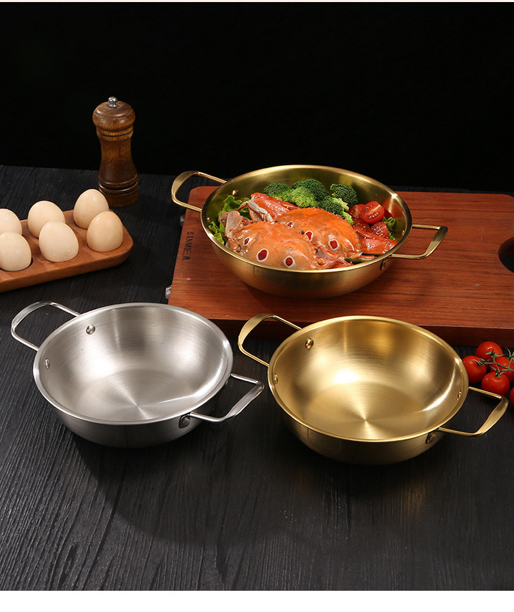 Gold Nonstick Stainless Steel Skillet Frying Pan For Nordic Household Fancy Restaurant Spanish Seafood Paella Pot