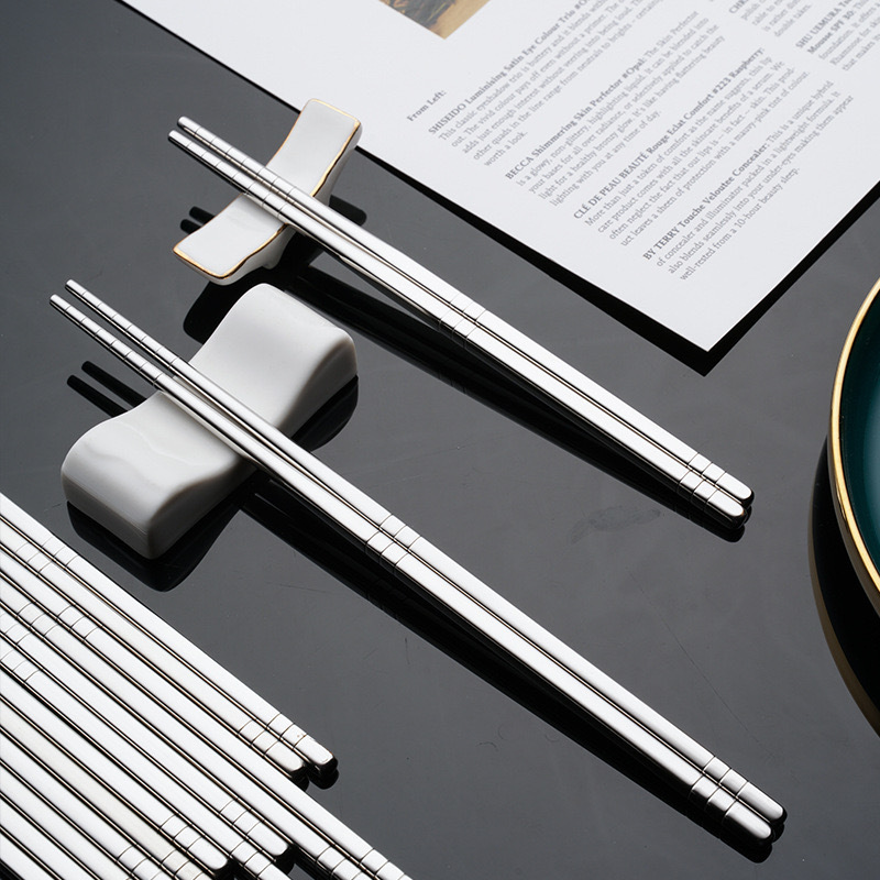 Factory Outlet Korean Style Reusable Metal Chopsticks 304 Stainless Steel Dishwasher Safe Chopsticks