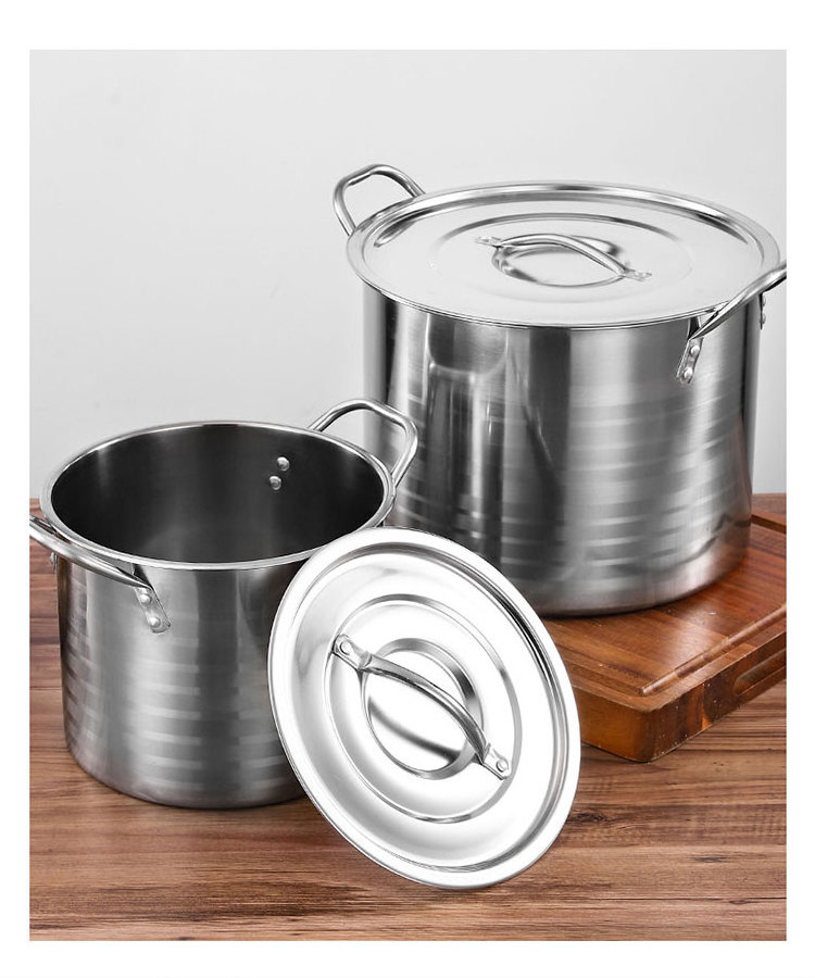 Stainless steel 24/26/28/30cm big stockpot commercial kitchen cooking pots cookware stock pots