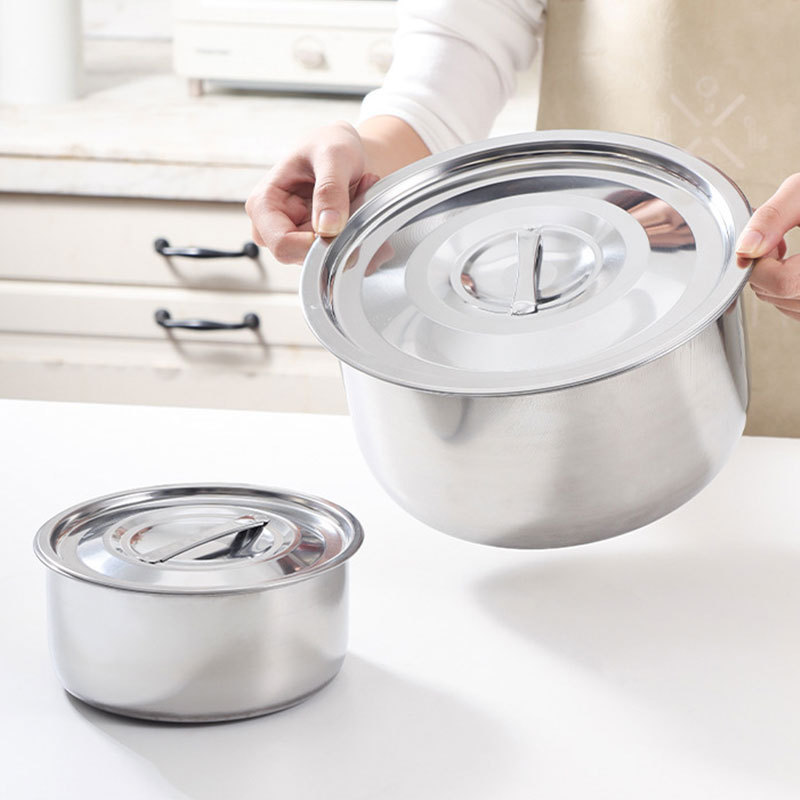 5pcs Stainless Steel Kitchen Utensilscheap Pots Cooking Cookware Food Container Soup Pot With Steel Lid