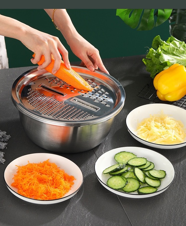 Multifunctional Fruit and vegetable grater basin drain wash basin set Salad restaurant kitchen utensils