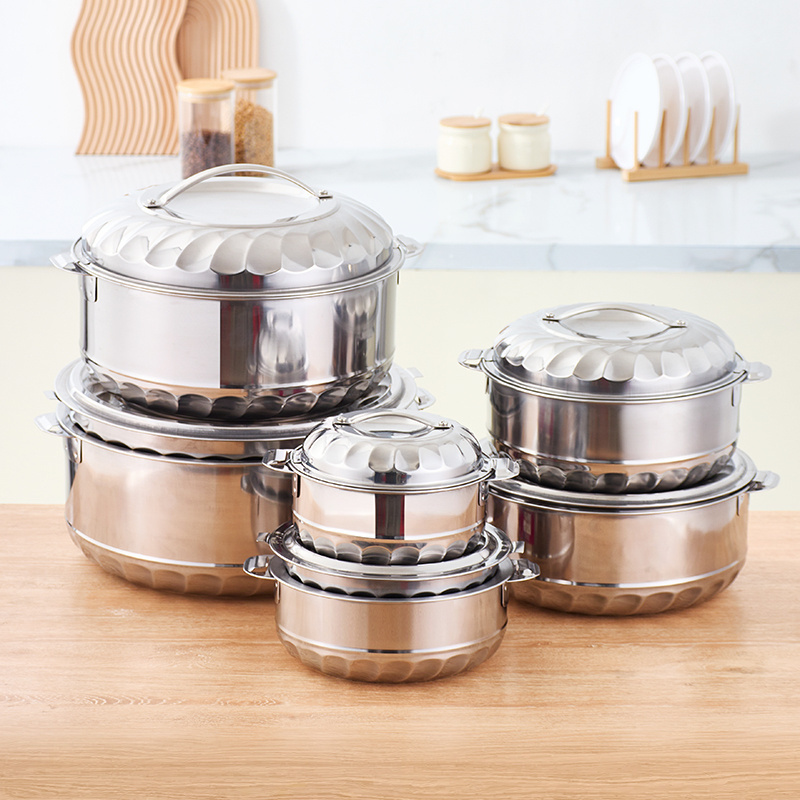 Double Wall Insulated pot Set Stainless Steel Hot Pot Casseroles Set Kitchen Food Pot Food