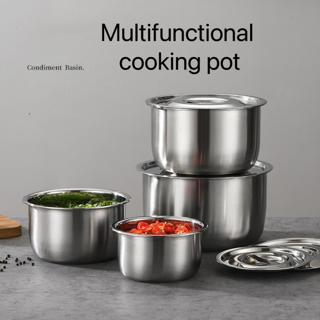 Stainless Steel Cookware Pot Set Stock Pot Cooking Mixing bowl Food Container with Lid 5pcs set