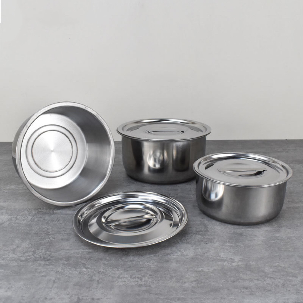 Hot selling Indian cooking ware 3pcs stainless steel stock pot Thailand Indian hot pot set cooking pot with lid