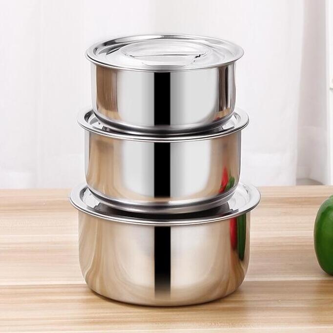 Hot selling Indian cooking ware 3pcs stainless steel stock pot Thailand Indian hot pot set cooking pot with lid