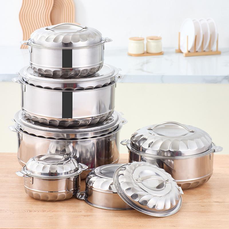 Double Wall Insulated pot Set Stainless Steel Hot Pot Casseroles Set Kitchen Food Pot Food