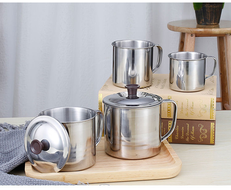 Wholesale bulk single handle metal mug beer coffee tea drinking stainless steel water cup without lid