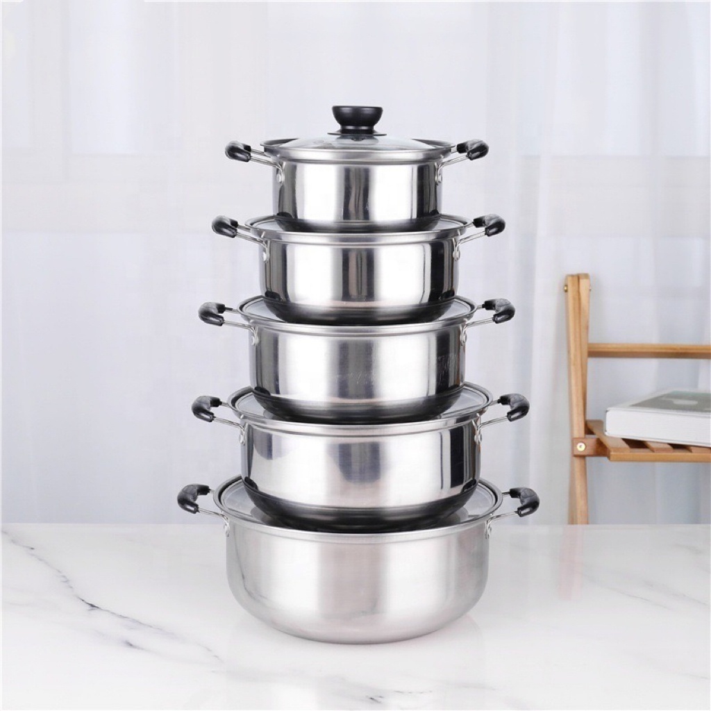 Factory direct sales stainless steel kitchenware soup pot cuisine cookware set normal cooking pot