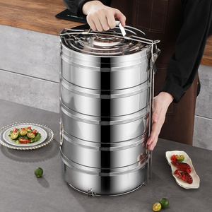 Indian Stackable Take Away Food Tiffin Carrier 2/3/4/5Layers Stainless Steel Metal Lunch Box