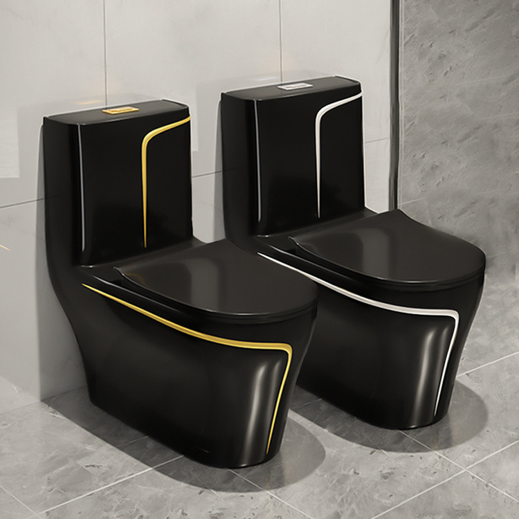 Inodoro Negro Luxury One Piece Bathroom Ceramic Wc Water Closet Porcelain Gold Black Colored Toilets Bowl