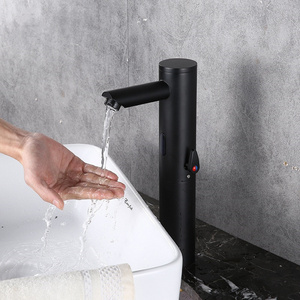 Luxury Matte Black Color Brass Automatic Water Taps Mixers Sensor Bathroom Basin Faucets