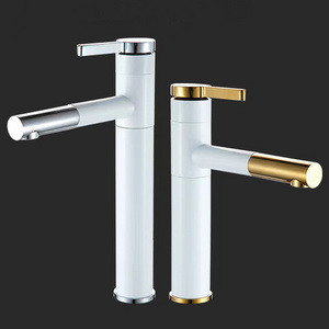 High Quality White And Gold Copper Hand Wash Basin  Brass Taps Mixer Bathroom Sink Faucets