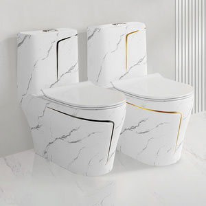 High Quality Black Gold Line One Piece Water Closet Bathroom Wc Ceramic Marble Toilet Bowl