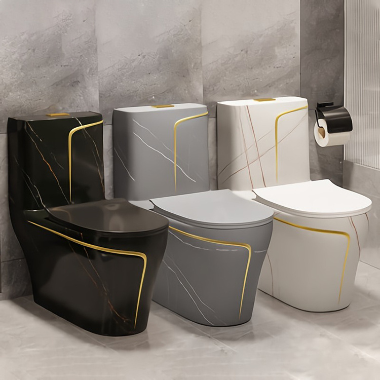 Inodoro Negro Luxury One Piece Bathroom Ceramic Wc Water Closet Porcelain Gold Black Colored Toilets Bowl