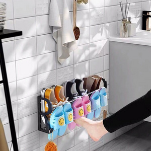 Home Hallway Bathroom Plastic Hanging Slippers Rack Wall Mounted Shoe Organizer Baboosh Holder