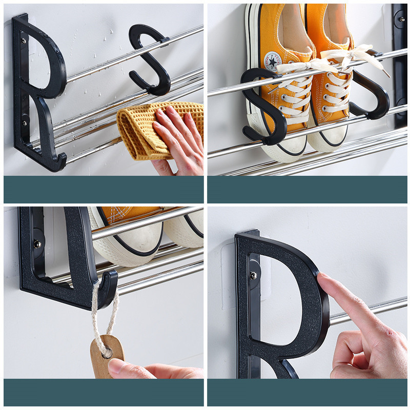 Home Hallway Bathroom Plastic Hanging Slippers Rack Wall Mounted Shoe Organizer Baboosh Holder