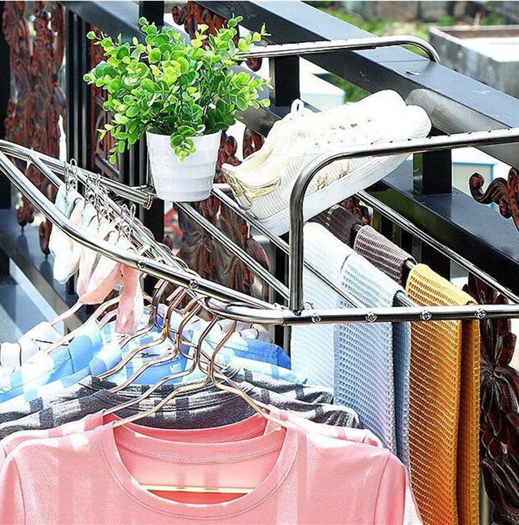 Metal Outdoor Clothes Folding Balcony Window Sill Extend Hanger Blanket Stainless Steel Drying Racks Cloth Hanger Rack