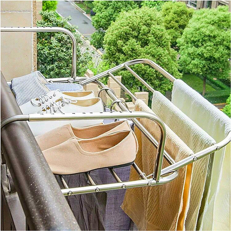 Metal Outdoor Clothes Folding Balcony Window Sill Extend Hanger Blanket Stainless Steel Drying Racks Cloth Hanger Rack