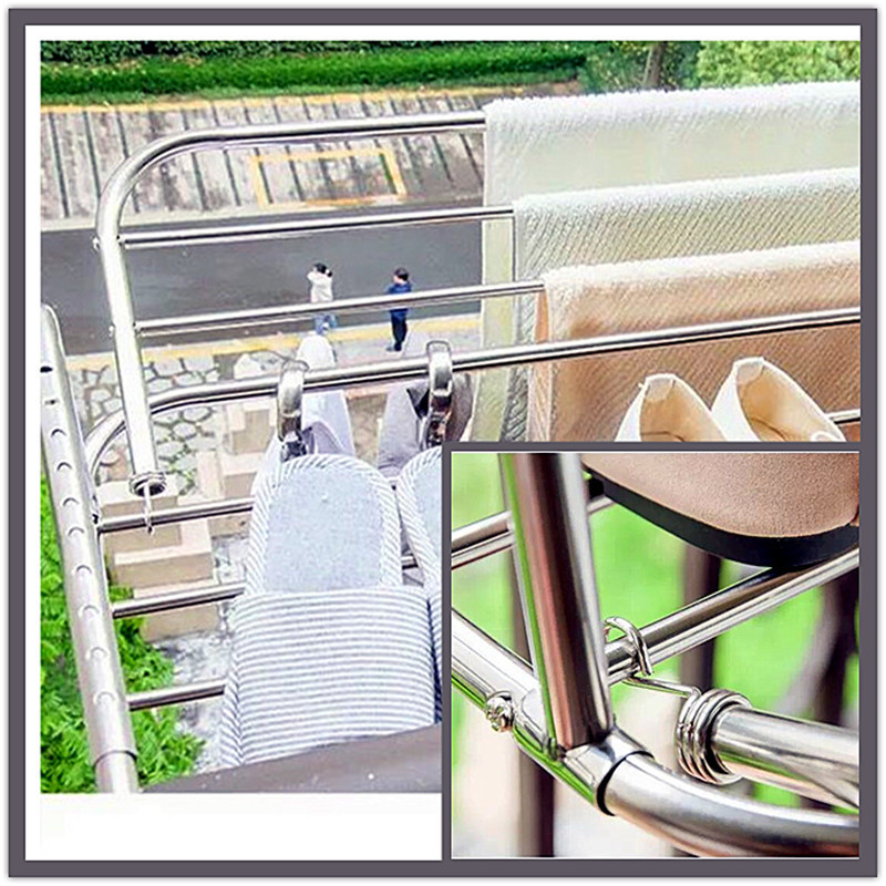 Metal Outdoor Clothes Folding Balcony Window Sill Extend Hanger Blanket Stainless Steel Drying Racks Cloth Hanger Rack