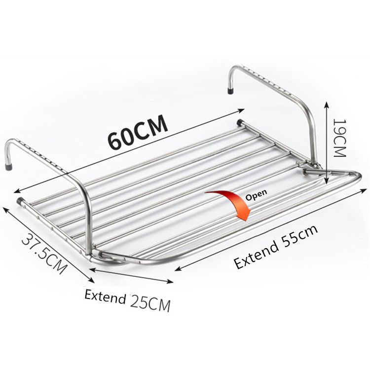 Metal Outdoor Clothes Folding Balcony Window Sill Extend Hanger Blanket Stainless Steel Drying Racks Cloth Hanger Rack