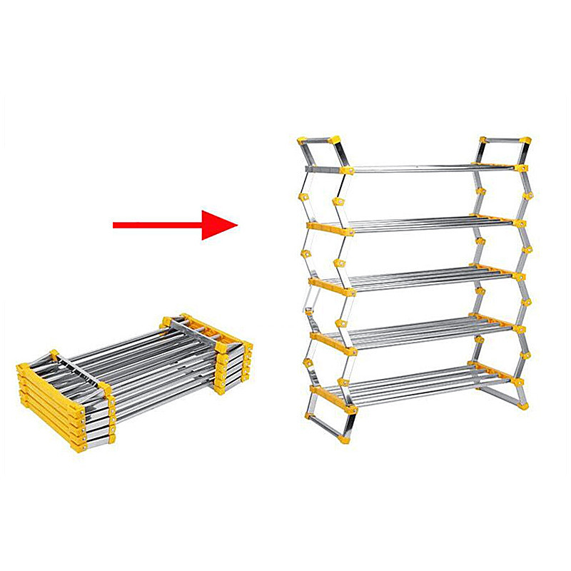 Stainless steel portable foldable shoe rack shelf