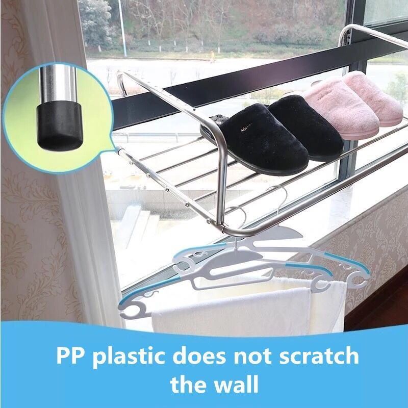 Multifunctional Drying Shoe Rack Stainless Steel Balcony Window Clothes Drying Rack Folding Hangers For Clothes