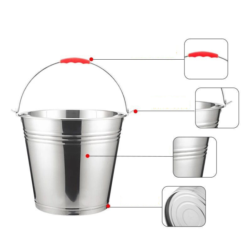 Wholesale stainless steel bucket 10l metal bucket milk tea bucket with handle