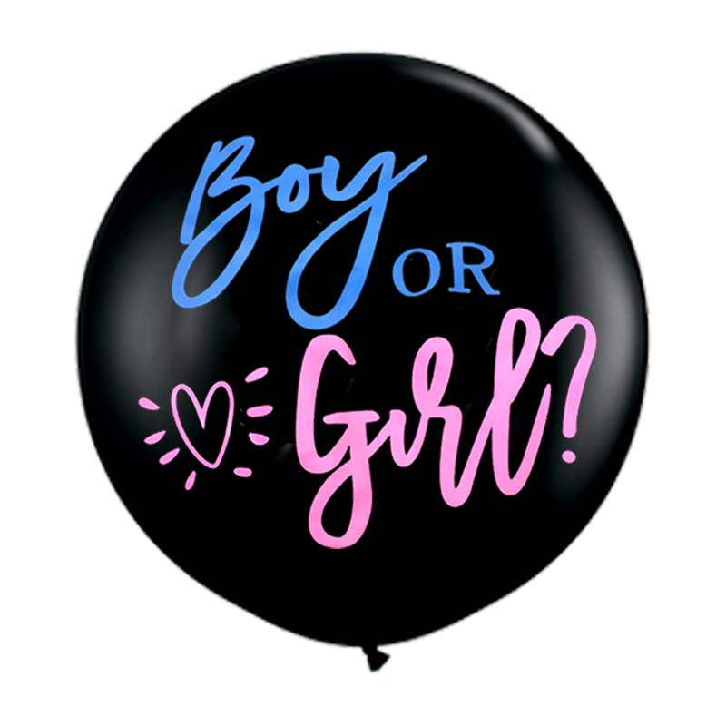 Gender Reveal Balloons 36 Inch Large Black Round Latex Party Boy or Girl Supplies with Blue Pink Confetti for Party Decoration