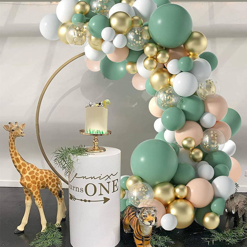 117 pcs Retro Avocado Green Balloon Chain Garland Arch Vintage Green Latex Confetti Chrome Birthday Balloons Party Decoration