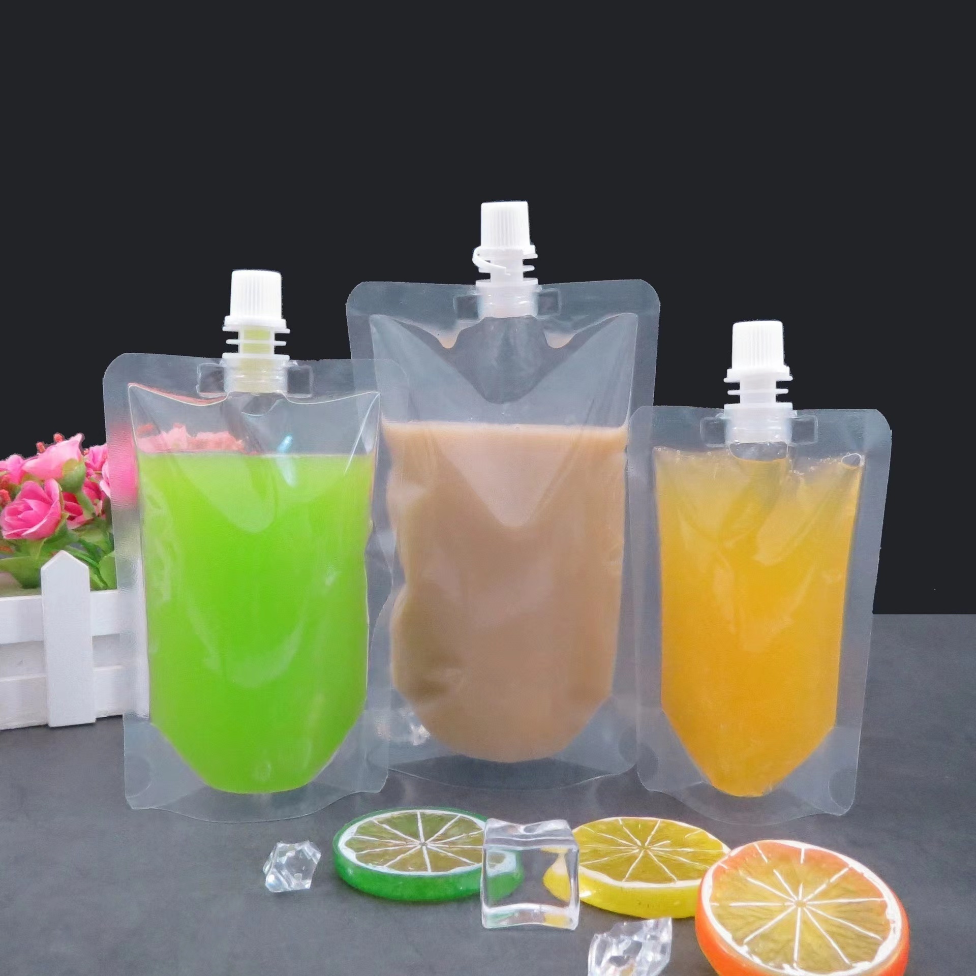 50ml 100ml 500ml Food Grade Plastic Packaging Bag for Fruit Juice Soft Drink Soup Milk Tea Coffee Stand Up Spout Pouch Doybag