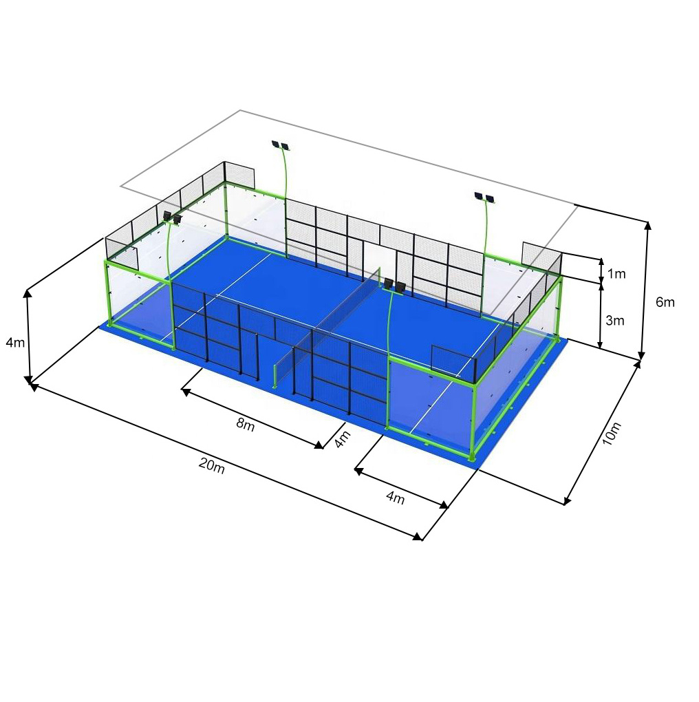 High Quality Padel Court 10X20m Professional Panoramic Padel Court Artificial Grass