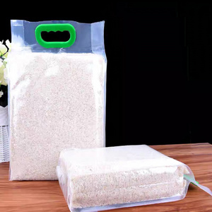 1kg 2.5kg 5 Kg 10 Kg Portable Food Grade Thick Nylon Transparent Vacuum Pouch Flat Bottom Rice Bag With Plastic Handle