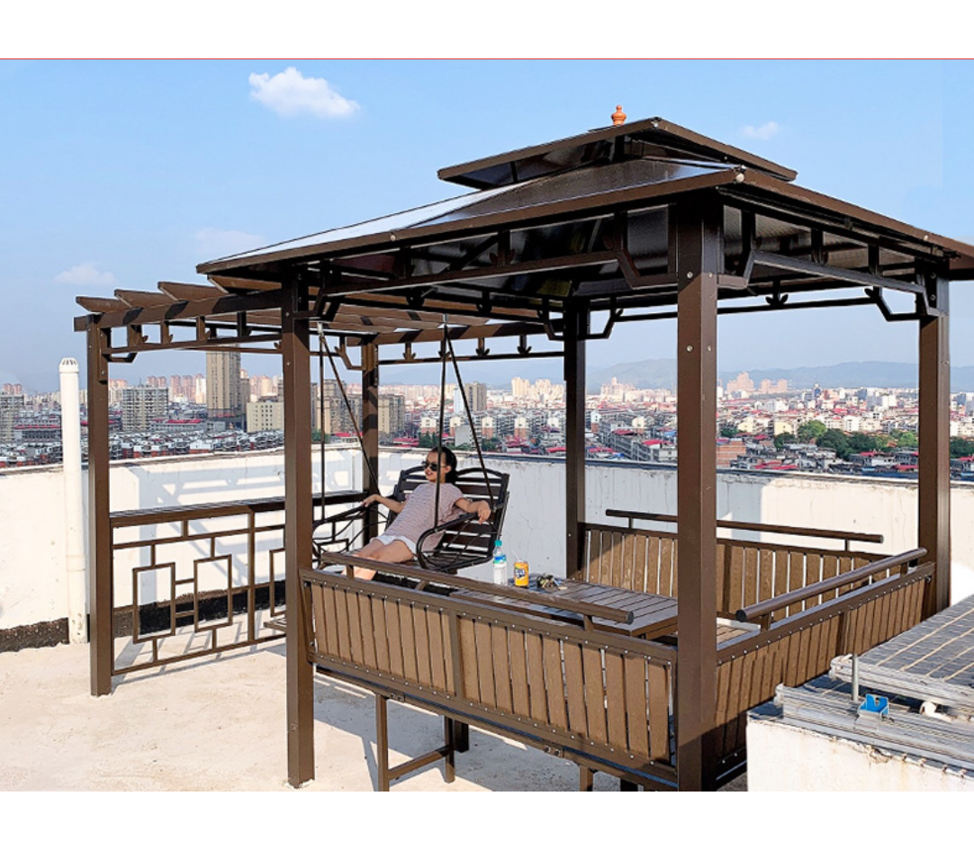 Outdoor Adjustable Patio Hardtop Canopy Windproof Customized Metal Pergola Aluminum Metal Vented Roof Garden Gazebo