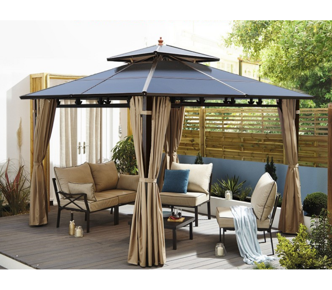 Outdoor Adjustable Patio Hardtop Canopy Windproof Customized Metal Pergola Aluminum Metal Vented Roof Garden Gazebo