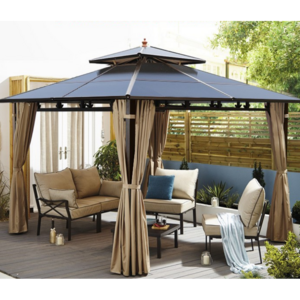 Outdoor Adjustable Patio Hardtop Canopy Windproof Customized Metal Pergola Aluminum Metal Vented Roof Garden Gazebo