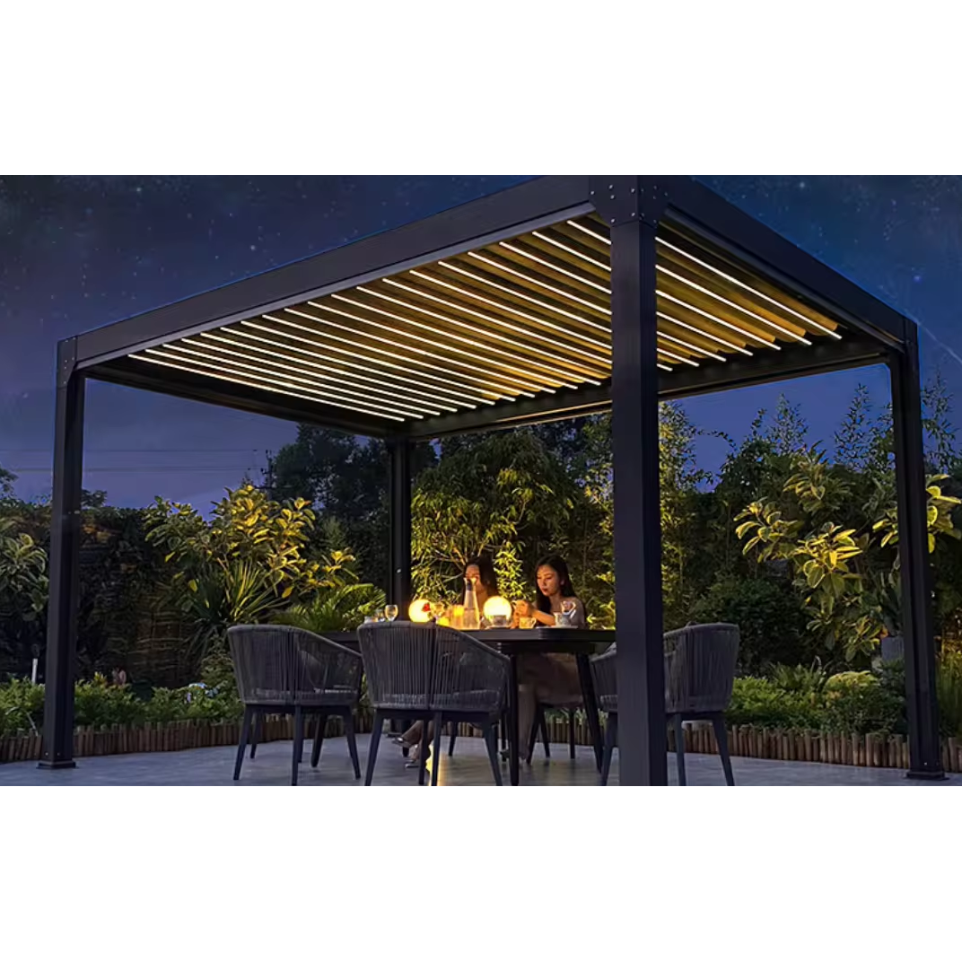 square adjustable shutter aluminum electric louver gazebo roof pergola aluminum popular customized outdoor waterproof pergola