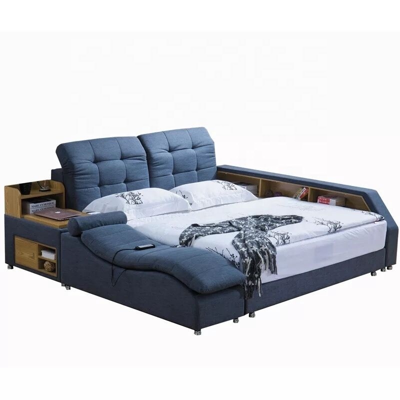 factory wholesale multifunction music black leather bed tatami home remote massage bed with storage