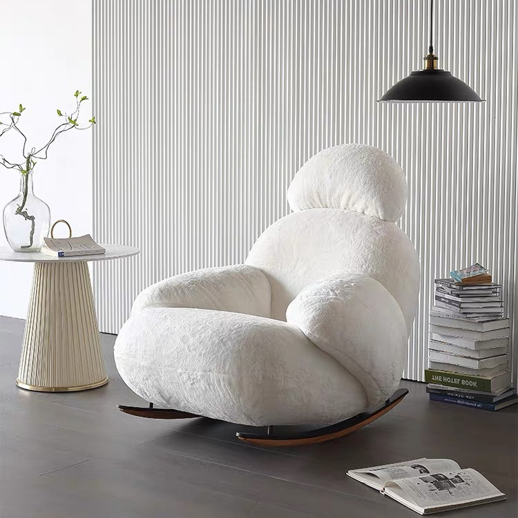 Modern New Design Leisure Living Room Relax Lazy Sofa Couch Sofa Bedroom White Single Leisure Rocking Chair