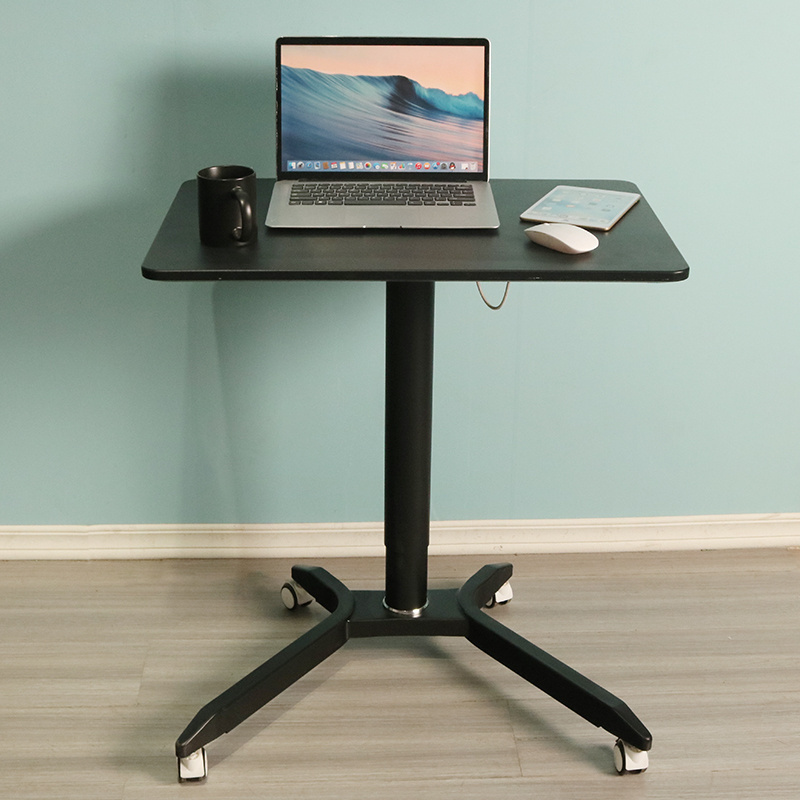 Home office and classroom portable podium rolling laptop with locking casters adjustable height pneumatic mobile standing table