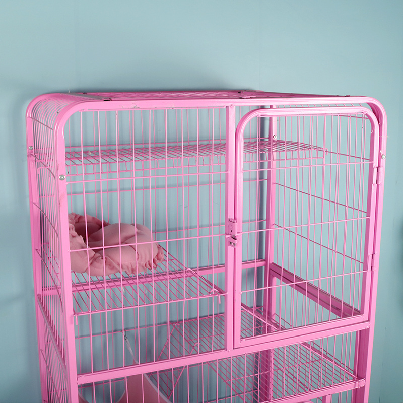 3 adjustable rest platforms 4 locking wheels casters removable pet furniture cat cage indoor big cage pet product