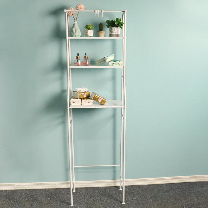 Wire Shelving Metal Storage Rack three floors with hooks saves space and is easy to assemble the white storage rack