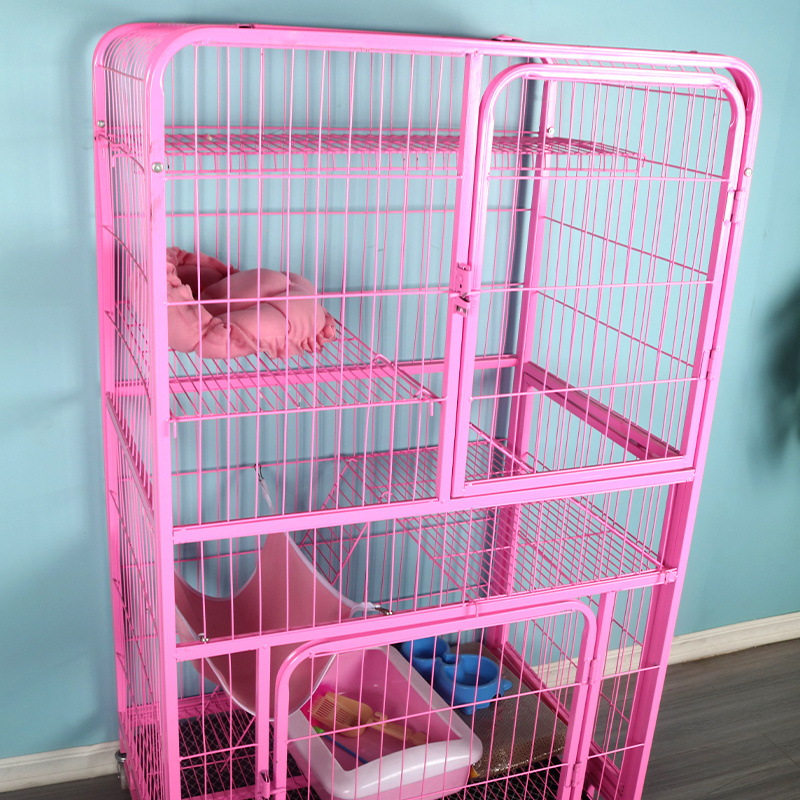 3 adjustable rest platforms 4 locking wheels casters removable pet furniture cat cage indoor big cage pet product