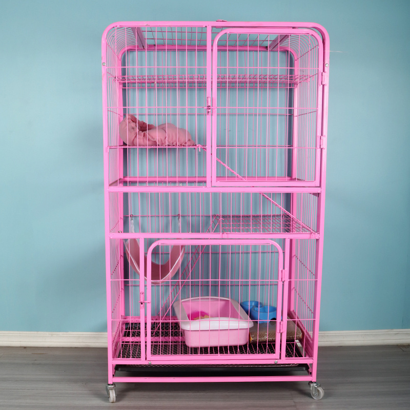 3 adjustable rest platforms 4 locking wheels casters removable pet furniture cat cage indoor big cage pet product